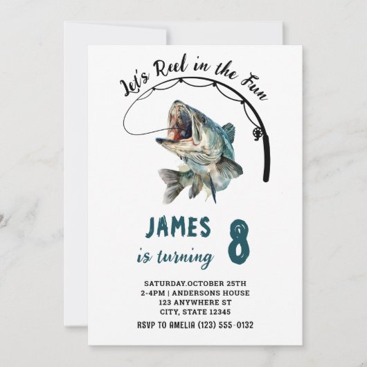 Waterverf Reel in de Fun Gevist Verjaardag Kaart (Voorkant)