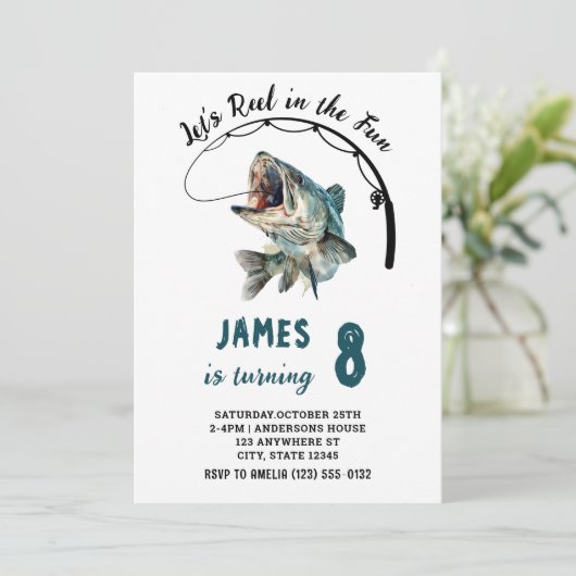Waterverf Reel in de Fun Gevist Verjaardag Kaart (Staand voorkant)