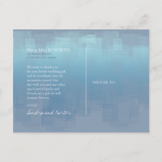 Waterverf Reflecties Bedankt Blauw ID774 Briefkaart (Achterkant)