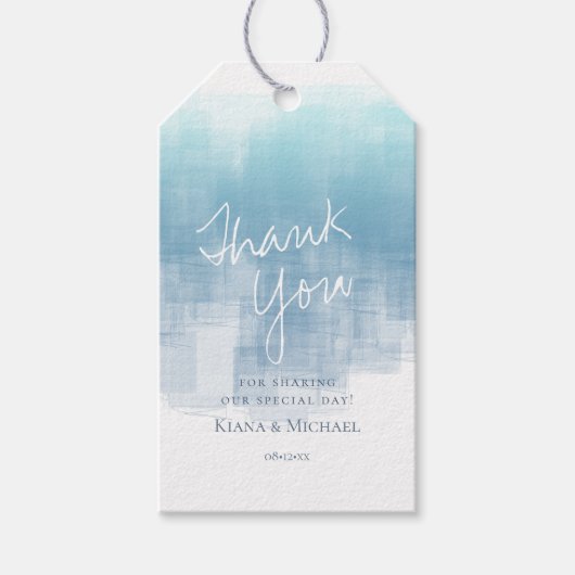 Waterverf Reflecties Bedankt Blauw ID774 Cadeaulabel (Voorkant)