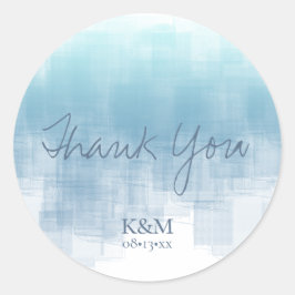 Waterverf Reflecties Bedankt Blauw ID774 Ronde Sticker