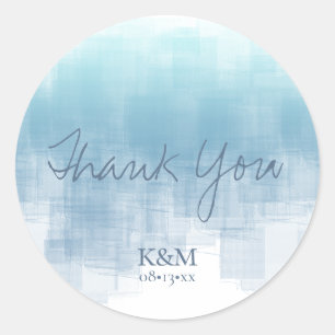 Waterverf Reflecties Bedankt Blauw ID774 Ronde Sticker