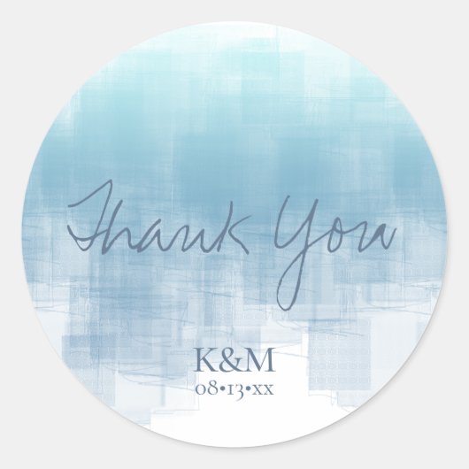 Waterverf Reflecties Bedankt Blauw ID774 Ronde Sticker (Voorkant)