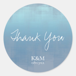 Waterverf Reflecties Bedankt Blauw ID774 Ronde Sticker