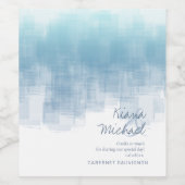 Waterverf Reflecties Bedankt Blauw ID774 Wijn Etiket (Enkel label)