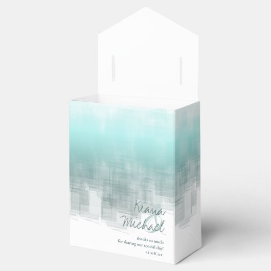 Waterverf Reflecties Dank u Blauwgroen ID774 Bedankdoosjes (Geopend)