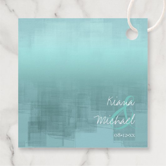 Waterverf Reflecties Dank u Blauwgroen ID774 Bedankjes Labels (Achterkant)