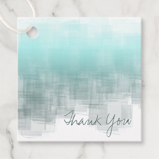 Waterverf Reflecties Dank u Blauwgroen ID774 Bedankjes Labels (Voorkant)