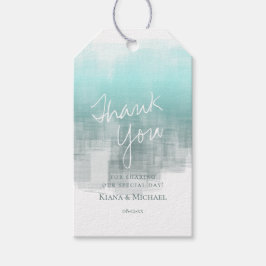 Waterverf Reflecties Dank u Blauwgroen ID774 Cadeaulabel