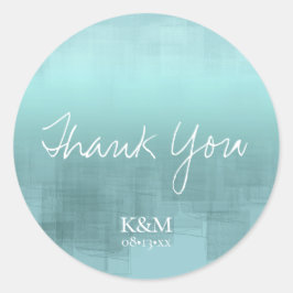 Waterverf Reflecties Dank u Blauwgroen ID774 Ronde Sticker