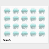 Waterverf Reflecties Dank u Blauwgroen ID774 Ronde Sticker (Vel)