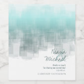 Waterverf Reflecties Dank u Blauwgroen ID774 Wijn Etiket (Enkel label)