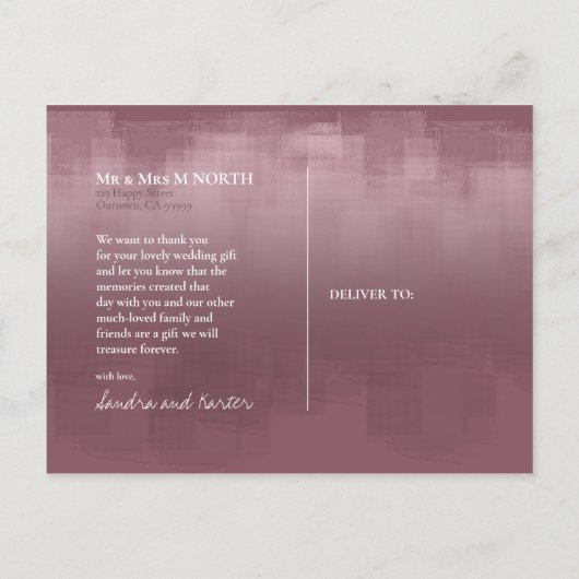 Waterverf Reflecties Dank u Mauve ID774 Briefkaart (Achterkant)