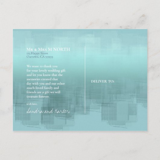 Waterverf Reflecties DankuwelTeal ID774 Briefkaart (Achterkant)