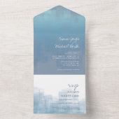 Waterverf reflecties Wedding Dusty Blue ID774 All In One Uitnodiging (Binnen)