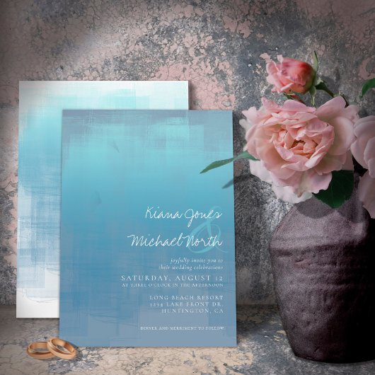 Waterverf reflecties Wedding Dusty Blue ID774 Kaart