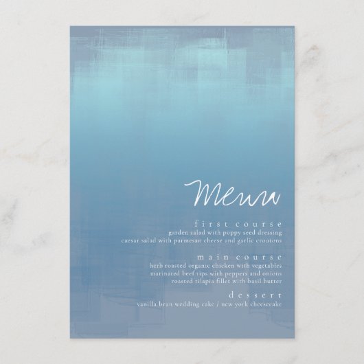 Waterverf reflecties Wedding Dusty Blue ID774 Menu (Voorkant)
