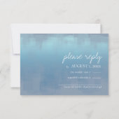 Waterverf reflecties Wedding Dusty Blue ID774 RSVP Kaartje (Achterkant)