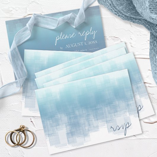 Waterverf reflecties Wedding Dusty Blue ID774 RSVP Kaartje