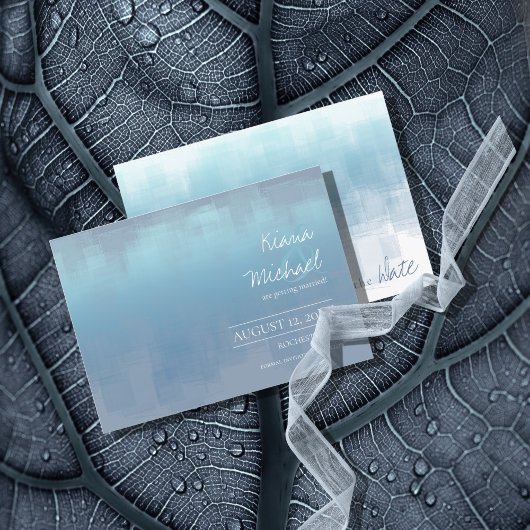 Waterverf reflecties Wedding Dusty Blue ID774 Save The Date