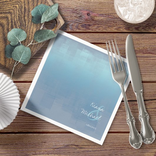 Waterverf reflecties Wedding Dusty Blue ID774 Servet