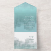 Waterverf Reflections Wedding Blauwgroen ID774 All In One Uitnodiging (Binnen)