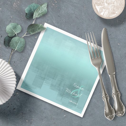 Waterverf Reflections Wedding Blauwgroen ID774 Servet