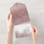 Waterverf Reflections Wedding Cinnamon Roos ID774 All In One Uitnodiging (Afscheurbaar)