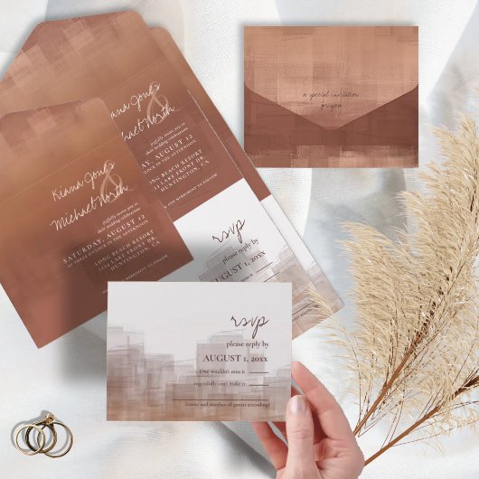 Waterverf Reflections Wedding Clay ID774 All In One Uitnodiging