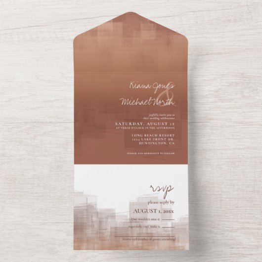 Waterverf Reflections Wedding Clay ID774 All In One Uitnodiging (Binnen)