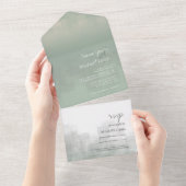 Waterverf Reflections Wedding Sage ID774 All In One Uitnodiging (Afscheurbaar)