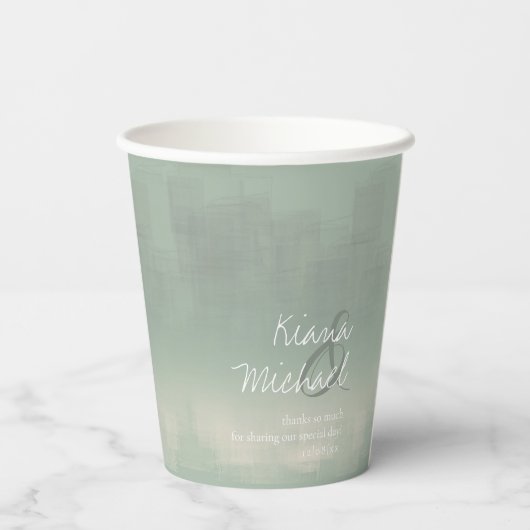 Waterverf Reflections Wedding Sage ID774 Papieren Bekers (Achterkant)