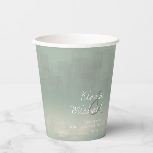 Waterverf Reflections Wedding Sage ID774 Papieren Bekers (Voorkant)