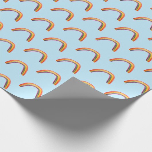 Waterverf regenbogen blauw verpakkingspapier cadeaupapier (Hoek)