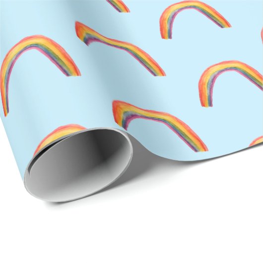 Waterverf regenbogen blauw verpakkingspapier cadeaupapier (Rol Hoek)