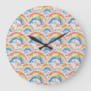 Waterverf Regenbogen en Wolken  Grote Klok