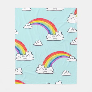 Waterverf regenbogen en wolken naadloos patroon fleece deken