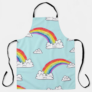 Waterverf regenbogen en wolken naadloos patroon schort
