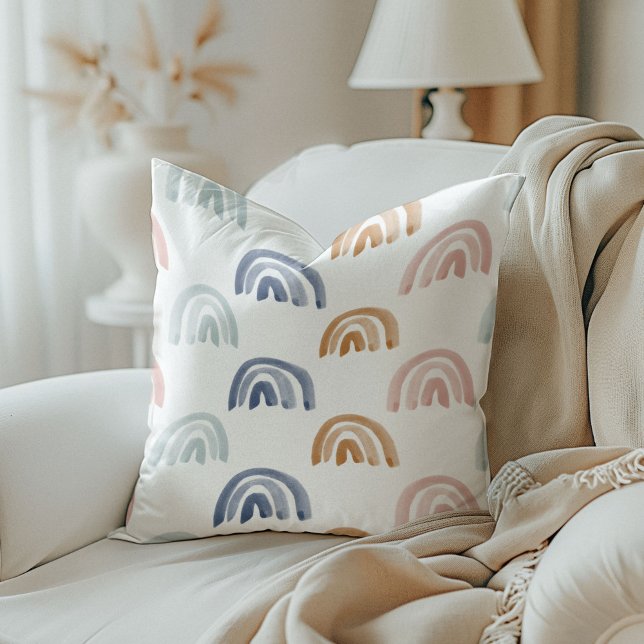 Waterverf regenbogen in aardetonen omkeerbaar kussen (Watercolor Rainbows in Earth Tones Reversible Throw Pillow)