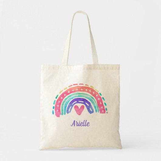 Waterverf Regenboog Aangepaste Canvas tas (Voorkant)