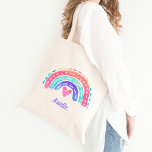 Waterverf Regenboog Aangepaste Canvas tas<br><div class="desc">De waterverf regenboogcanvas tas met naam maakt een vrolijk en nuttig geschenk.</div>