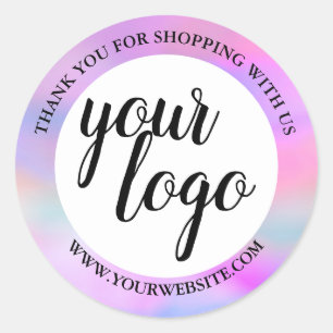 Waterverf regenboog aangepaste logo naam bedankt ronde sticker