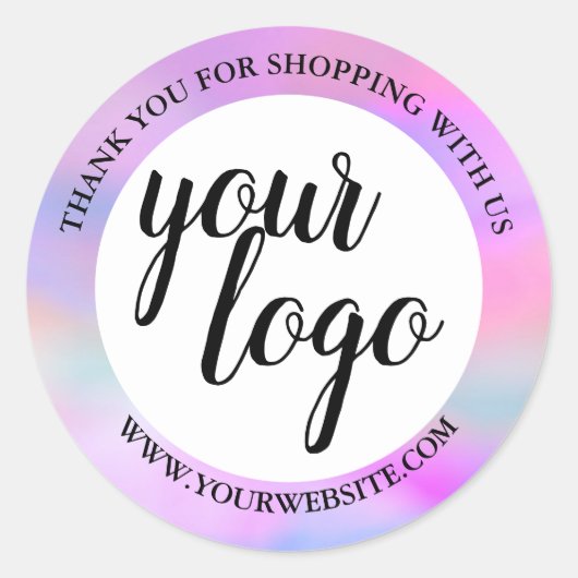 Waterverf regenboog aangepaste logo naam dank u ronde sticker (Voorkant)