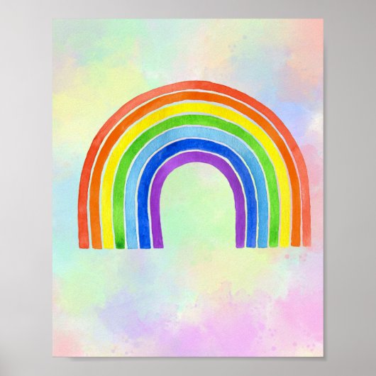 Waterverf regenboog achtergrond kinderkamer poster (Voorkant)