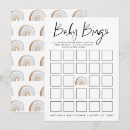 Waterverf Regenboog Baby Shower Bingo kaart