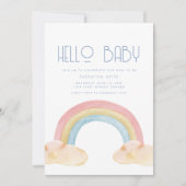 Waterverf Regenboog Baby shower Party Uitnodiging (Voorkant)