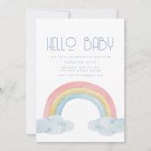 Waterverf Regenboog Baby shower Party Uitnodiging (Voorkant)