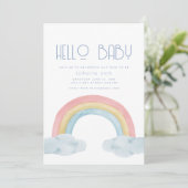 Waterverf Regenboog Baby shower Party Uitnodiging (Staand voorkant)