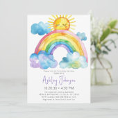 Waterverf Regenboog Baby Sprinkle Uitnodiging (Staand voorkant)