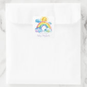 Waterverf Regenboog Baby Sprinkle Vierkante Sticker (Tas)